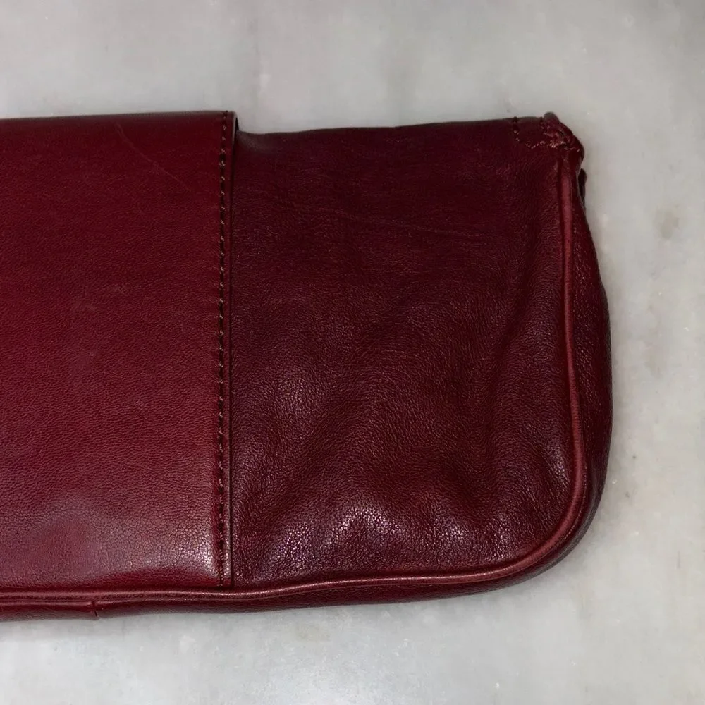 Michael Kors Clutch Bag Purse Leather Vintage Y2K Maroon Cranberry Buckle Bag